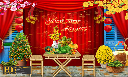 Background Tiểu Cảnh - Phông Nền Checkin Tết (6)