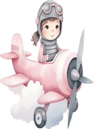 Bé Gái Và Máy Bay Hồng PNG (1)