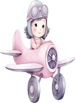 Bé Gái Và Máy Bay Hồng PNG (2)