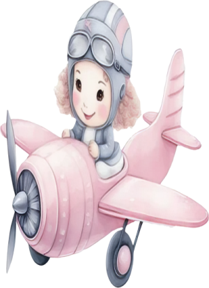 Bé Gái Và Máy Bay Hồng PNG (3)