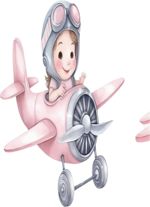 Bé Gái Và Máy Bay Hồng PNG (4)
