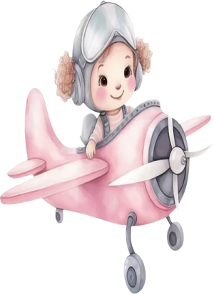 Bé Gái Và Máy Bay Hồng PNG (5)