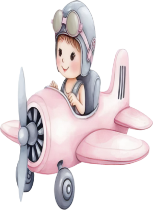 Bé Gái Và Máy Bay Hồng PNG (6)