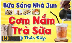 Biển Quảng Cáo Cơm Nắm Trà Sữa Nhà Jun