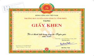 Giấy Khen Ban Tuyên Giáo