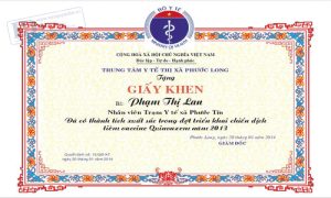 Giấy Khen Bộ Y Tế