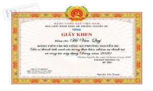 Giấy Khen Chi Bộ Công An
