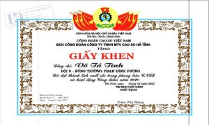 Giấy Khen Công Đoàn