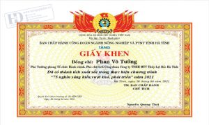 Giấy Khen Công Đoàn Nông Nghiệp