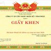 Giấy Khen Công Ty Cấp Thoát Nước