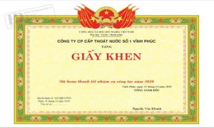 Giấy Khen Công Ty Cấp Thoát Nước