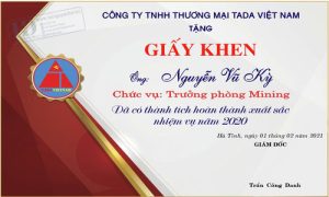 Giấy Khen Công Ty Tada
