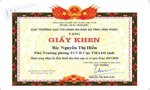 Giấy Khen Cục Thi Hành Án 2