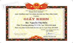 Giấy Khen Cục Thi Hành Án