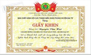 Giấy Khen Cựu Thanh Niên Xung Phong