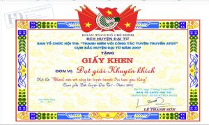 Giấy Khen Đoàn Thanh Niên