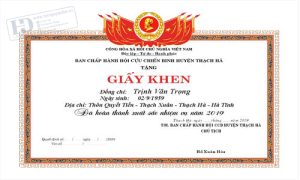 Giấy Khen Hội Cựu Chiến Binh