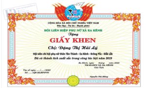 Giấy Khen Hội Phụ Nữ Xã 1