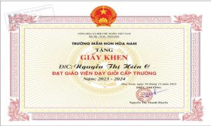 Giấy Khen Mầm Non