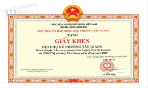 Giấy Khen UBND Phường