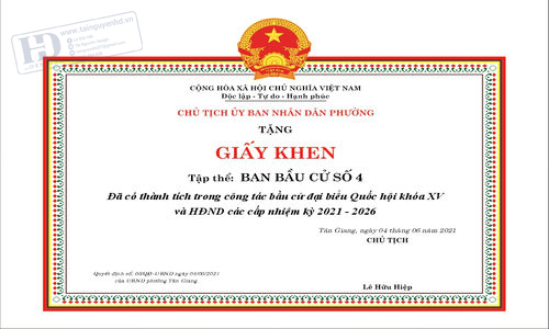 Giấy Khen Ủy Ban Nhân Dân 1