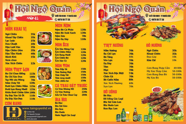 Mẫu Menu Nhà Hàng, Quán Ăn Vặt (193)