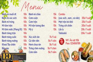 Mẫu Menu Nhà Hàng, Quán Ăn Vặt (200)