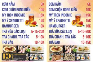 Mẫu Menu Nhà Hàng, Quán Ăn Vặt (202)