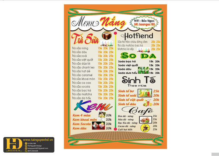 Mẫu Menu Nhà Hàng, Quán Ăn Vặt (86)