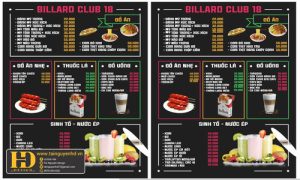 Menu Billiard