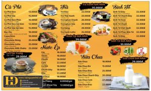 Menu Cà Phê Sinh Tố