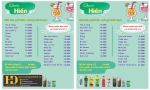 Menu Quán Giải Khát Hiền