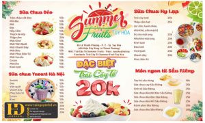 Menu Quán Giải Khát Tuy Hòa