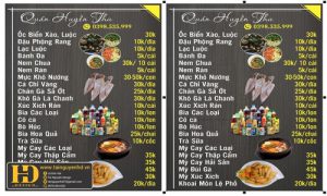 Menu Quán Huyền Thu