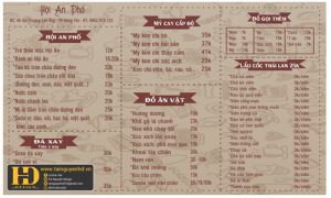 Menu Quán Nước Hội An Phố