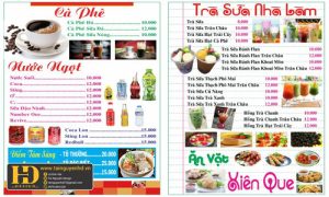 Menu Trà Sữa Nhà Làm