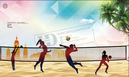 Phông Nền Bóng Chuyền Bãi Biển