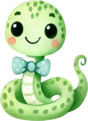 Rắn Lục Chibi PNG (7)