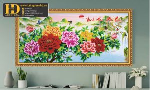 Tranh hoa mẫu đơn Vinh Hoa Phú Quý