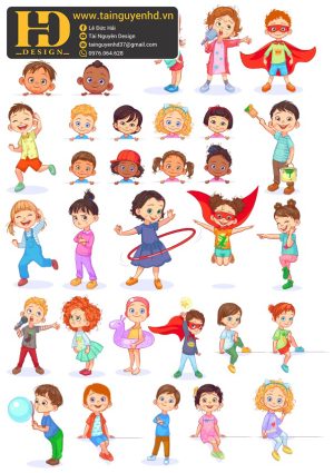 Vector Bé Trai, Bé Gái, Chibi (5)