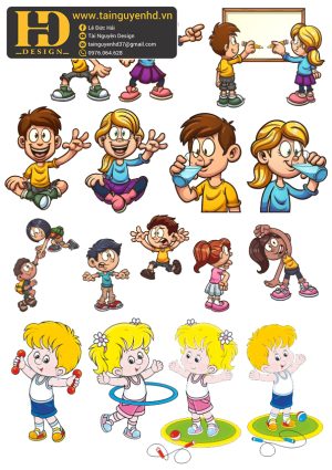 Vector Bé Trai, Bé Gái Vui Chơi, Học Tập (14)