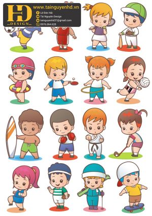Vector Bé Trai, Bé Gái Vui Chơi, Học Tập (16)
