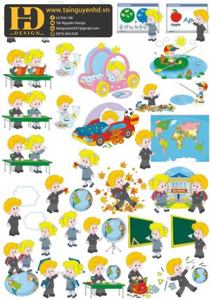 Vector Bé Trai, Bé Gái Vui Chơi, Học Tập (7)