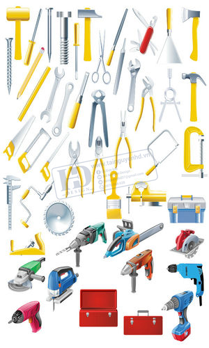 Vector Đồ Dùng Cơ Khí, Kìm, Búa, Kéo (3)