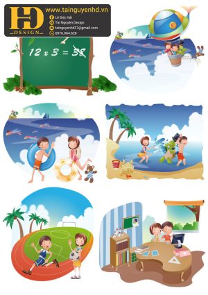 Vector Em Bé Và Biển, Children and Beach (2)
