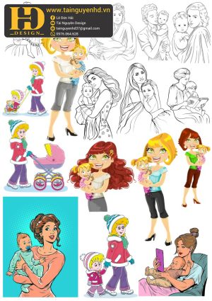 Vector Em Bé Và Mẹ (2)