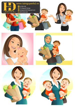 Vector Em Bé Và Mẹ (3)