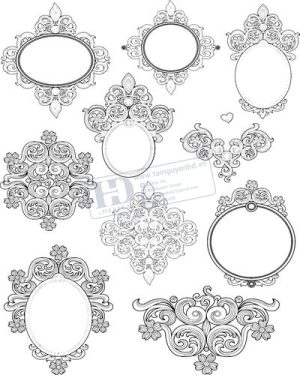 Vector Khung Viền Hoa Văn, Hoa Góc, Đường Viền (319)