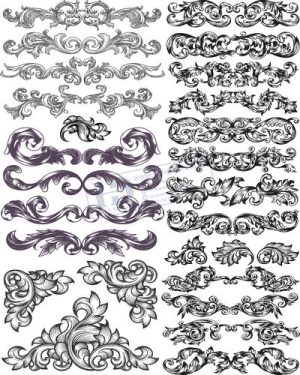 Vector Khung Viền Hoa Văn, Hoa Góc, Đường Viền (350)