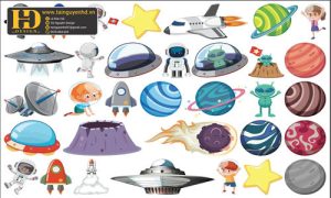 Vector Tranh Vũ Trụ Không Gian, Phi Hành Gia (26)